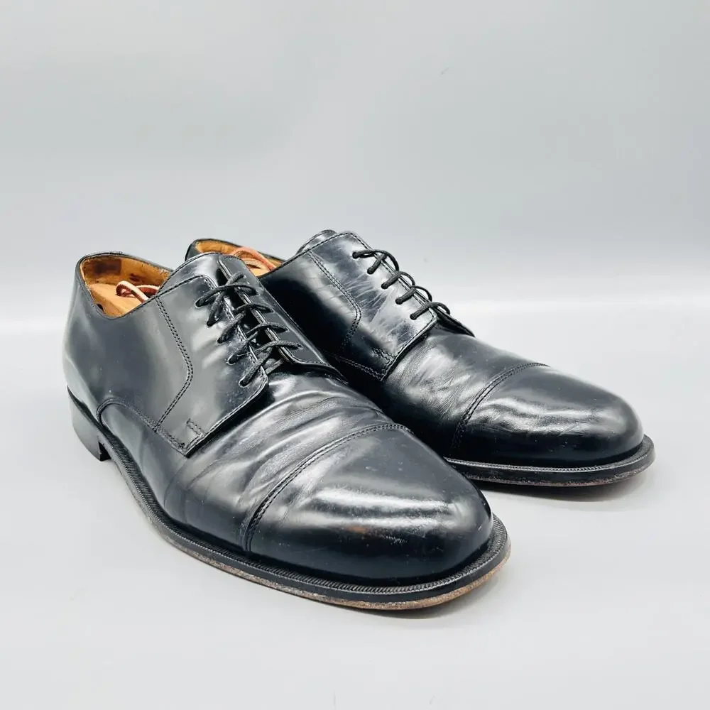 Cole Haan Shoes Mens 10.5 Black Leather Cap Toe Derby Oxford Dress Classic